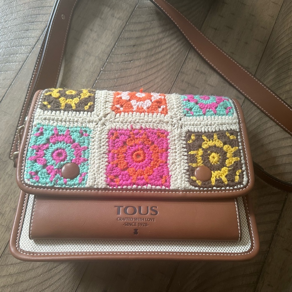 Medium Audree TOUS Crochet Crossbody Bag with Colorful Crochet Flap